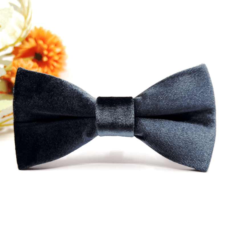 Home Fashion 9 Dark Smoke Gray Velvet Bow tie, Velvet bow tie, Wedding bow tie, Groom bow tie, Ring bearer, Bow Tie for men, baby, boy, kids