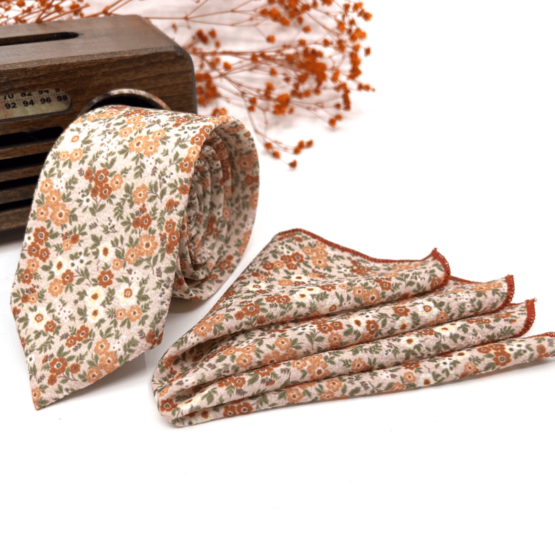 Home Fashion 4 Burnt Orange Necktie, Floral Necktie, Light Blush Pink Background Necktie, Slim Necktie, Groomsmen Necktie, Ties, Weddings Tie
