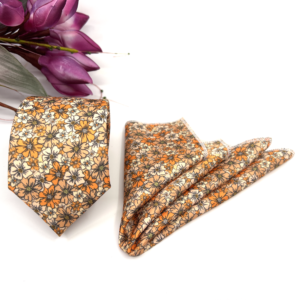 Orange Necktie, Peach Floral Necktie, Pale Copper Necktie