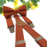 Burnt Orange Suspenders Set, Burnt Orange bow tie, Wedding bow tie, Groom bow tie