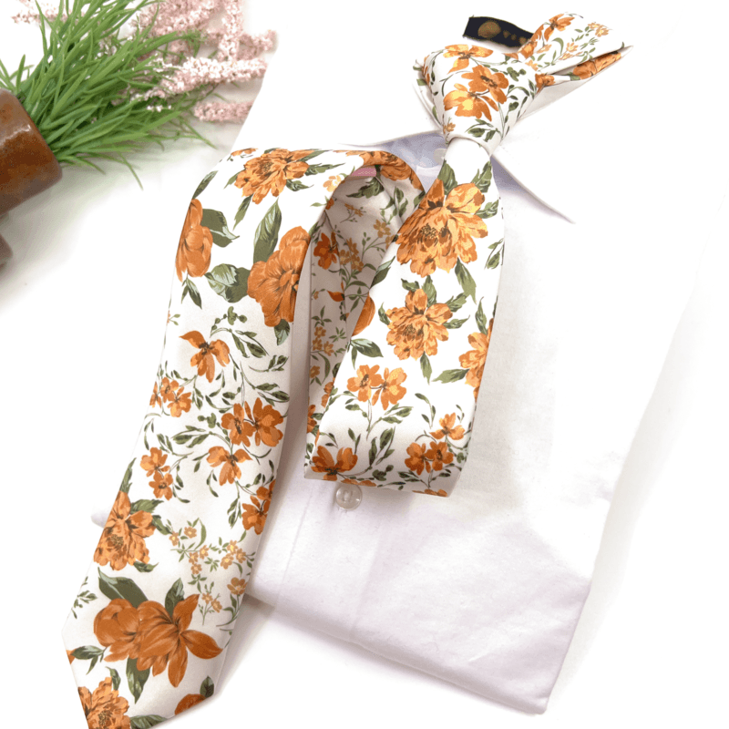 Home Fashion 5 Burnt Orange Floral Necktie