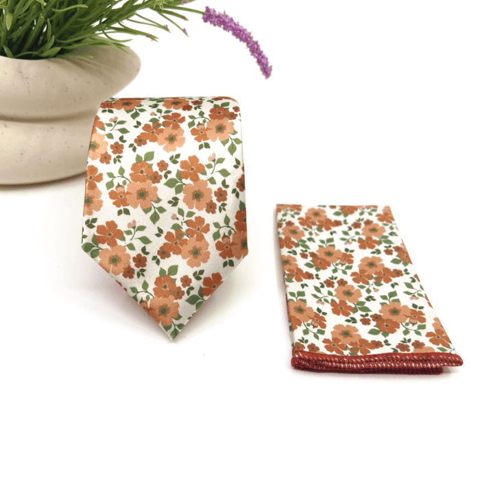 Burnt Orange Floral Necktie